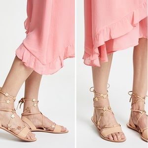 Loeffler Randall Starla Ankle Wrap Sandals in Gold